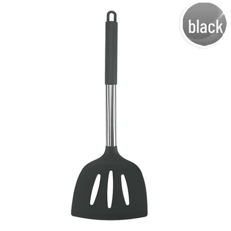 Черный набор кухонных принадлежностей из нержавеющей стали и с силиконовыми ручками, 15 предметов, с ведром для хранения