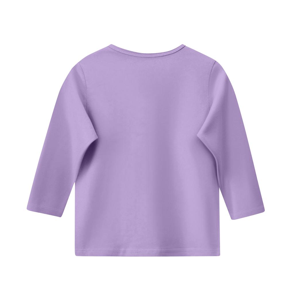Children's 3/4 Sleeve Tops Casual  Print T Shirt Round Neck Pullover Blouse