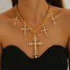 Новое женское колье Геометрический крест с бриллиантами Дизайнерская подвеска Цепочка для ключиц Универсальное колье