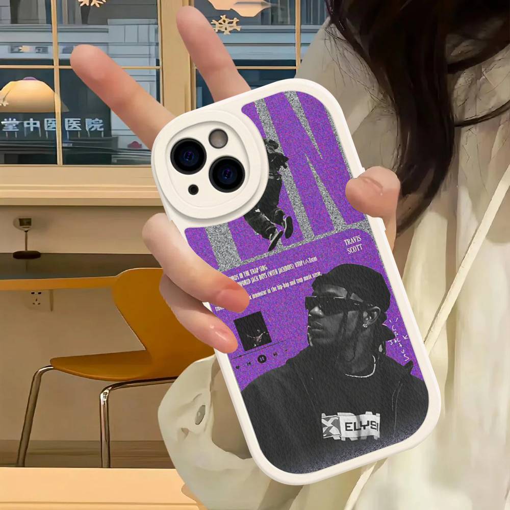 Чехол для телефона из кожи с изображением Трэвиса Скотта для iPhone 16 15 14 13 12 11 Pro Max Plus