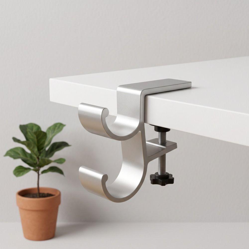 Punch-free Table Side Backpack Rack Double Hook Hanging Handbag Holder Headphone Organizer Office