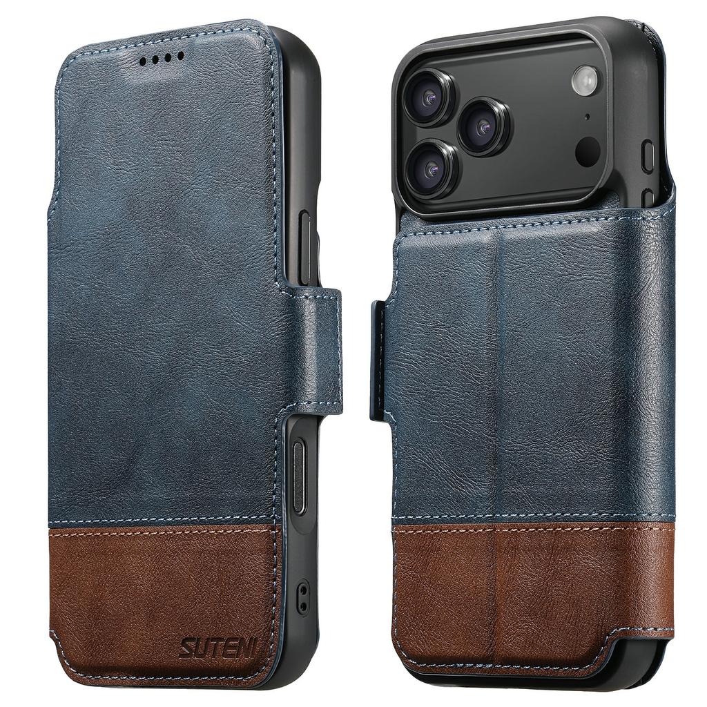 SUTENI Q-06 For iPhone 17 Pro Max Case Color Splicing Magnetic Detachable Leather Phone Cover