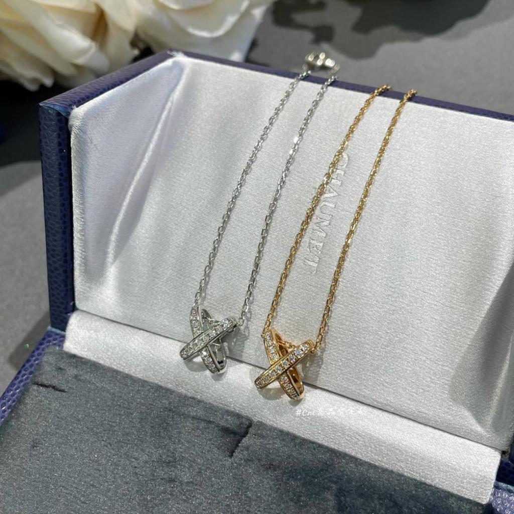 9256 Silver Paris Full Diamond Cross Three-dimensional Necklace Women's Light Luxury High-end Temperament Rose Gold Collarbone Chain