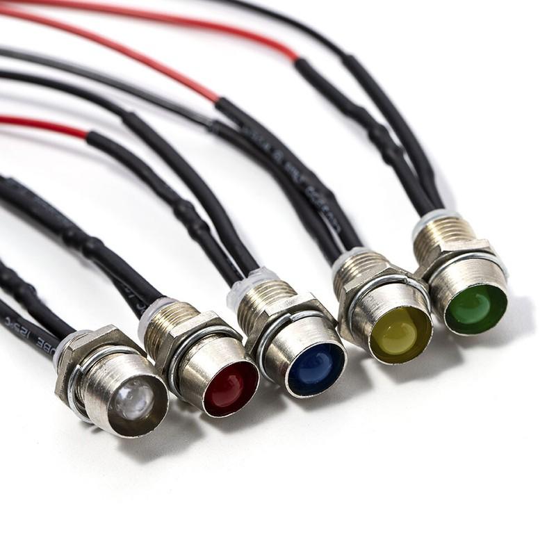 10 ШТ. Автомобильные светодиодные индикаторы, сигнальные лампы, приборная панель, суперяркая лампа, грузовик, лодка, 8 мм, DC 12 В, лампа дальнего света, внешние детали