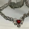 Korea New Red Zircon Love Pendant Necklace Thick Chain Totem Punk Clavicle Chain Necklace HUANZHI for Women Girls Party Jewelry