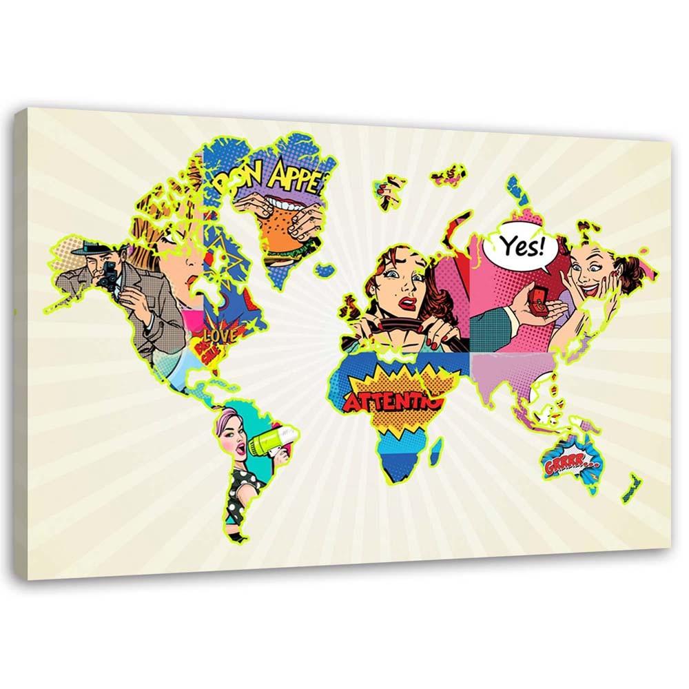Canvas print, Pop Art World Map
