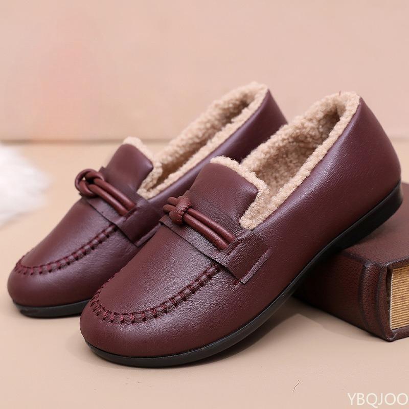 Модная Зимняя новая плюшевая толстая хлопковая обувь противоскользящая теплая для людей среднего и пожилого возраста мягкая хлопковая обувь на мягкой подошве для женщин