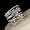 Gorgeous Wide Ring Female Luxury Fashion Party Jewelry with Brilliant Cubic Zirconia Silver Color Finger Accessories Gift