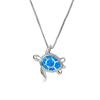 Bohemia Cute Turtle Pendant Necklace For Women Inlay Blue Imitation Opal Necklace Wedding Party Jewelry Christmas Gifts For Her
