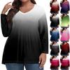 Womens Plus Size Tops Long Sleeve Shirts V Neck Casual Clothing Clothes Printed Tops