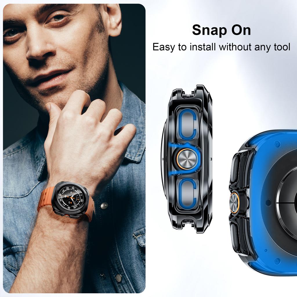 Чехол для Samsung Galaxy Watch Ultra 47 мм аксессуары Закаленное стекло Защита экрана Жесткий бампер из ПК Galaxy Watch 7 8 ultra Чехол