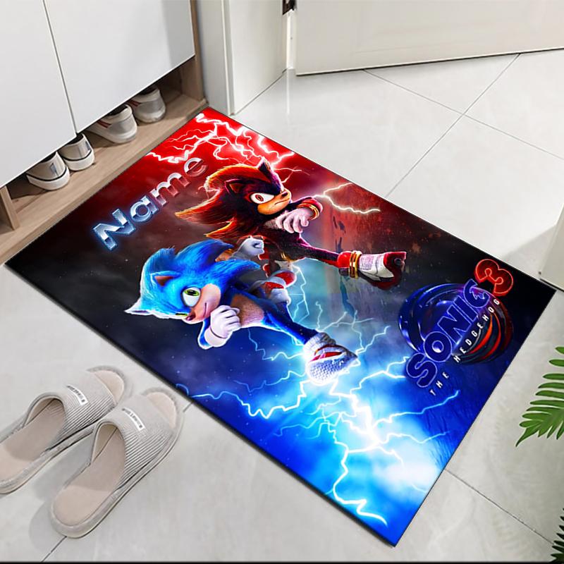 Custom Name Sonic Printed Carpet Rug For Office Chair Living Room Bedroom Kitchen Room Decor Gifts