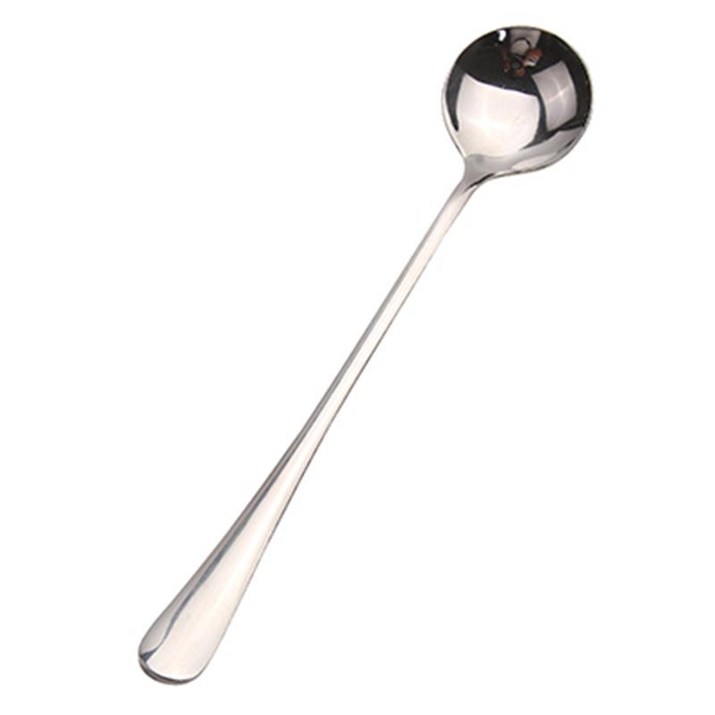 Stainless Steel Long Handle Spoon Household Restaurant Mixing Spoon Coffee Spoon Korean Dessert Milk Tea Small Spoon Spoon