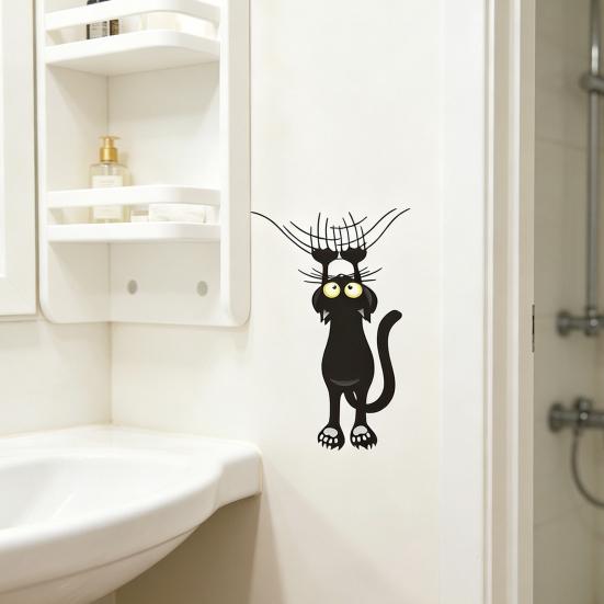 Scratch Cat Car Sticker Funny Black Cat Vehicle Bumper Decal Removable PVC Cat Sticker for Auto Truck Motorcycle Wall Window Refrigerator Cup Laptop