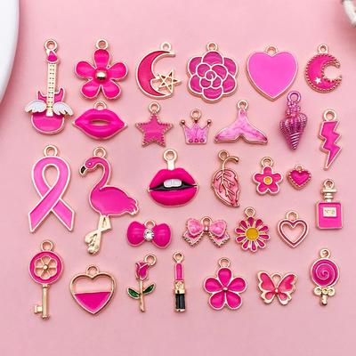 Горячий розовый помада-журавлик гитара капля масла сплав аксессуары: Сделай сам цепочку для телефона, ожерелье, серьги, подвеску.