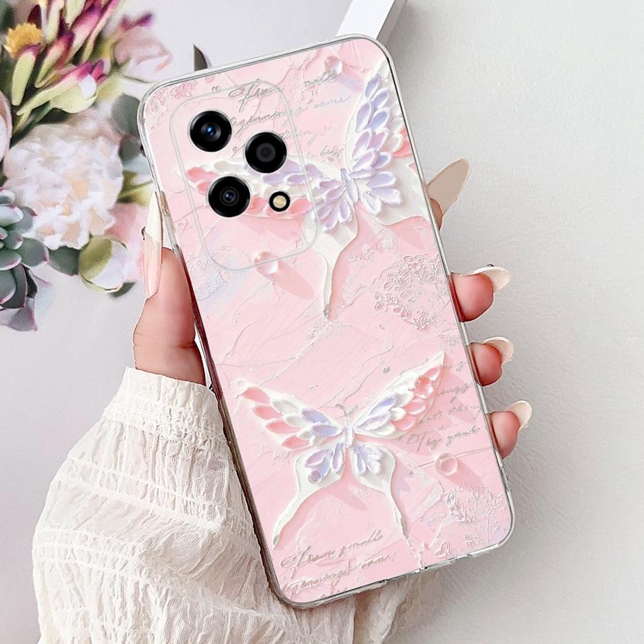 For Honor 200 Lite Case Cute Love Heart Butterfly Painted Cover Clear Silicone Phone Case For Honor 200 Lite 200Lite Soft Fundas