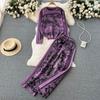 Women's Art-Inspired Knit Sweater & Wide-Leg Trousers Set – Autumn/Winter Trend