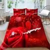 Red Rose Bedding Set Couple Quilt Cover Pillow Cover Bed Sheet/Double Layer Full Size 2/3 Bedding Set Home Decoration