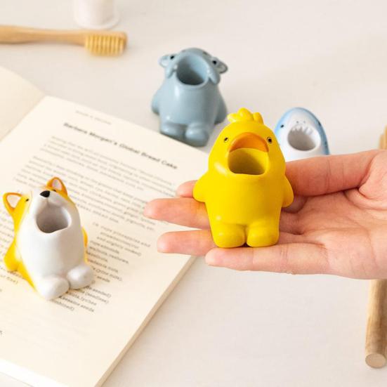 Милый держатель для зубных щеток в виде животного, забавный полимерный держатель для ручек, мини-подставка для одной зубной щетки в виде животного, органайзер для ванной комнаты для столешницы в туалетной комнате, офиса