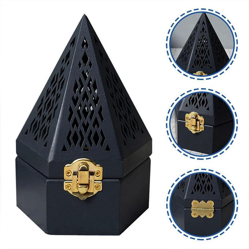 Антикварная ароматерапевтическая шкатулка ручной работы, классический деревянный держатель для благовоний, пирамидальная курильница