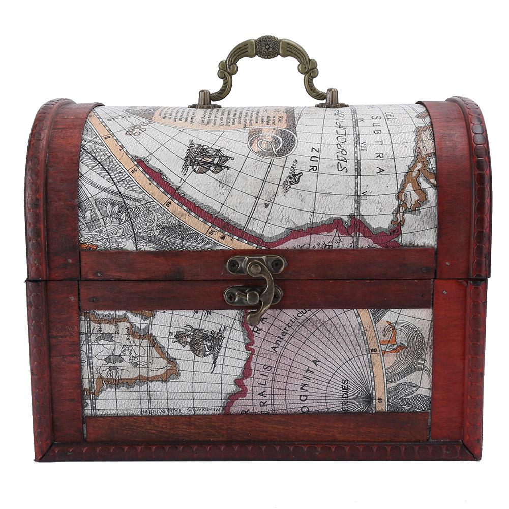 Винтажная шкатулка для украшений Шкатулка-органайзер для колец, серег, кулонов, ожерелийКарта