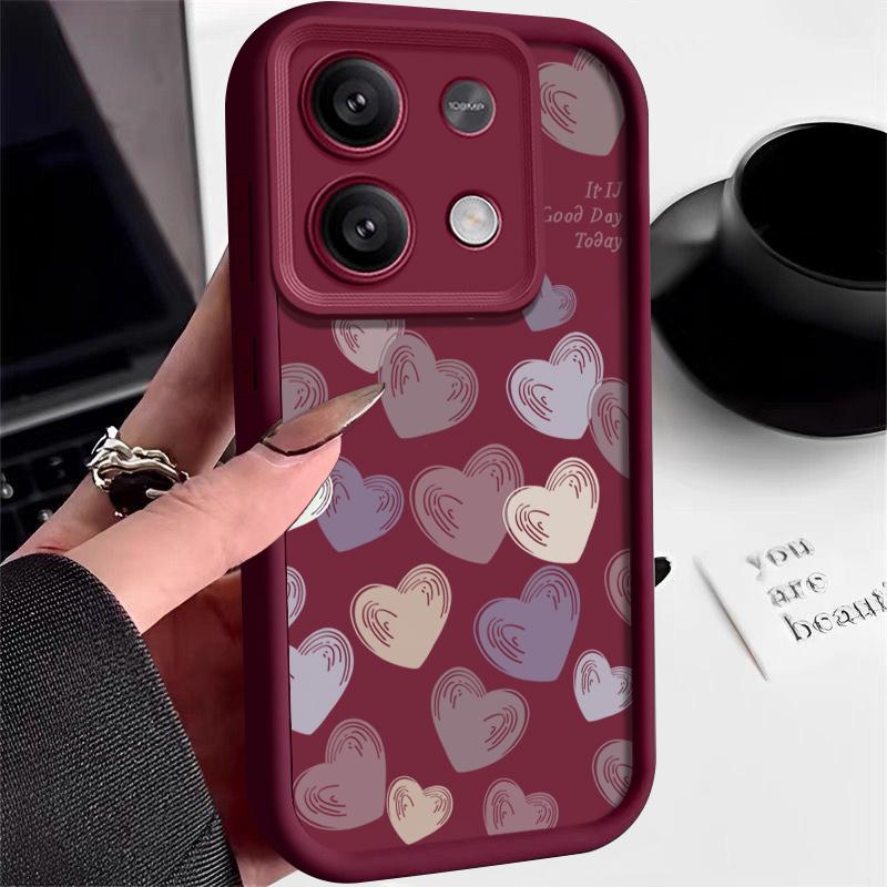 Простой чехол для телефона с рисунком сердец любви для Xiaomi 13T 11T Poco F6 X6 X5 Pro Redmi Note 13 12 11 10 Pro матовый противоударный мягкий защитный чехол для объектива из ТПУ