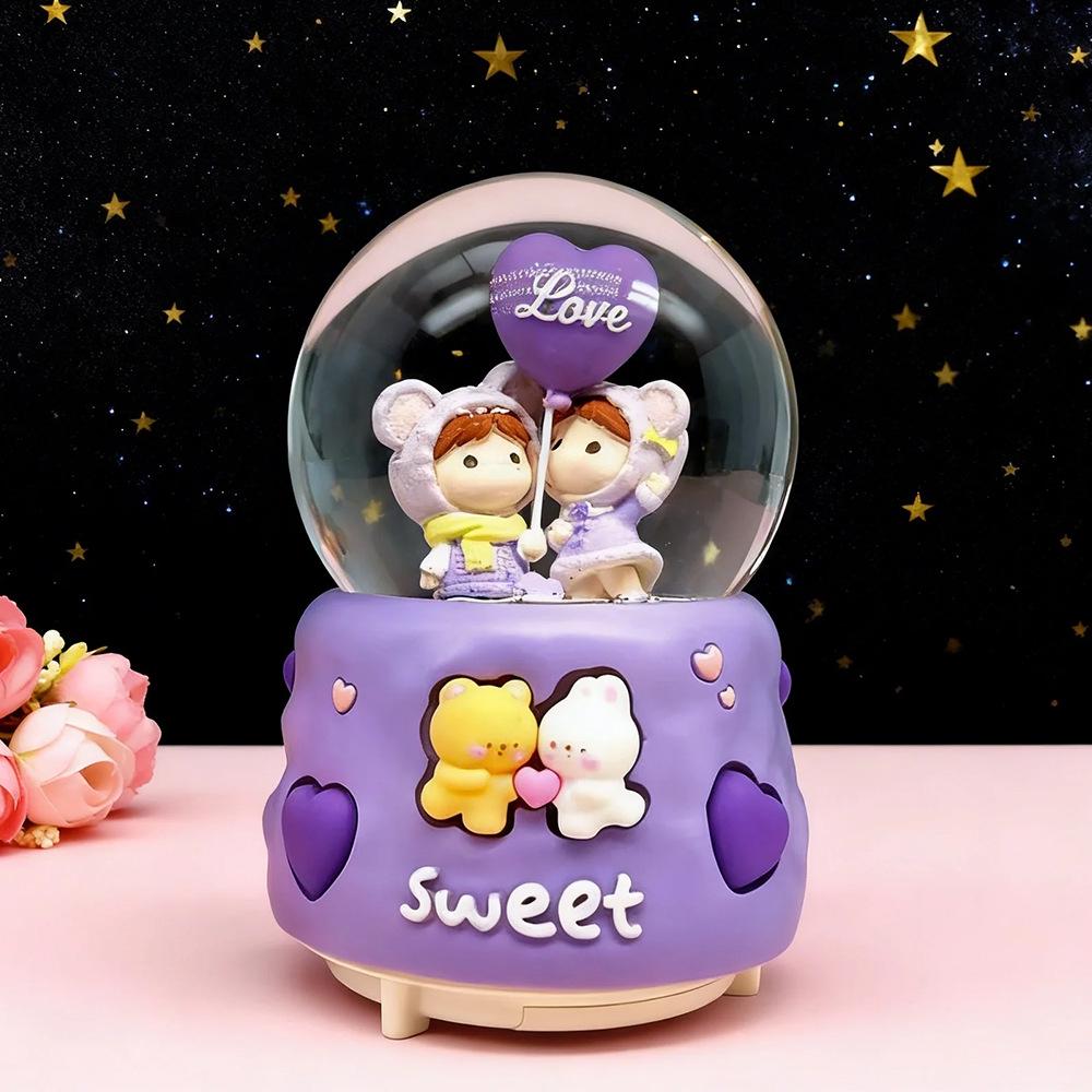 Dreamy Unicorn Crystal Ball Luminous Music Box - Snowflake Gift for Best Friend, Creative Qixi Present