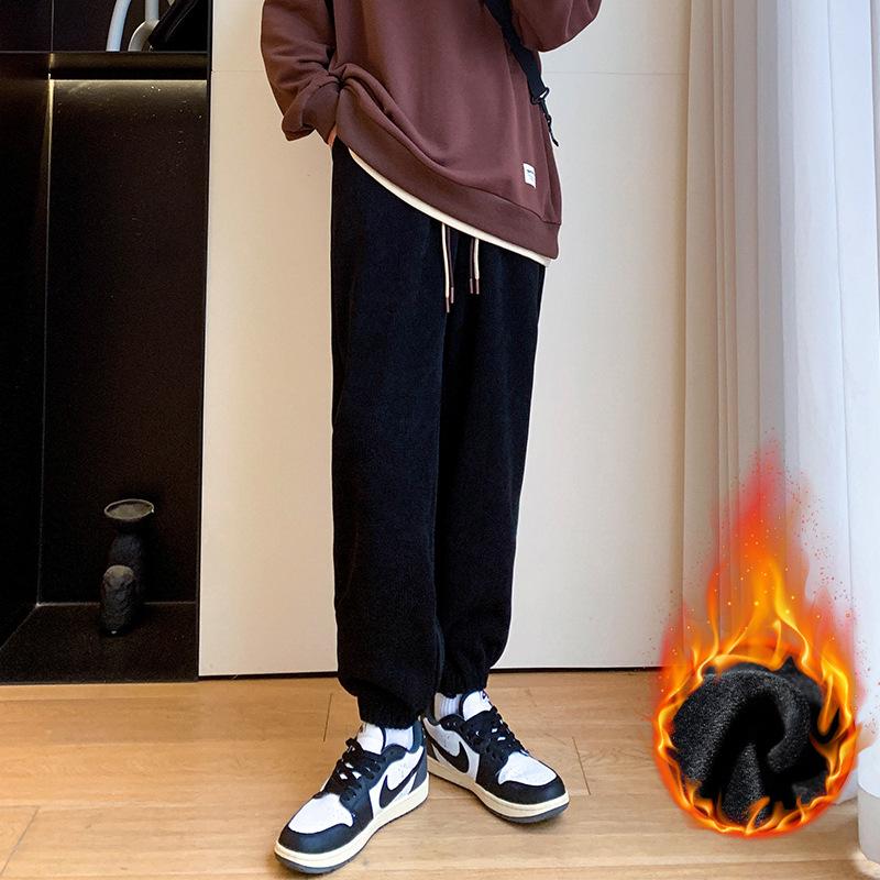 Tights Sweatpants Women's Winter New Velvet Loose Straight Casual Sweatpants Small Corduroy Pants