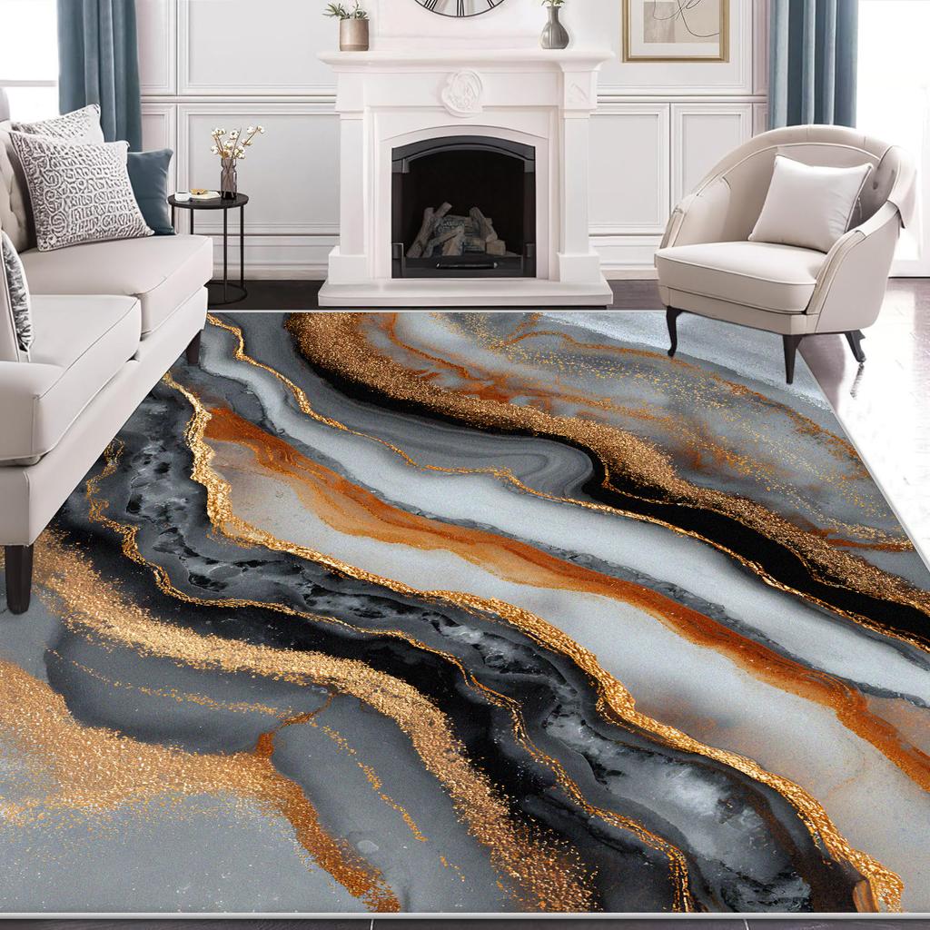 Abstract Marble Carpet for Living Room Anti Slip Stain Resistant Modern Rugs Machine Washable Bedroom Decor Non-slip Floor Mat