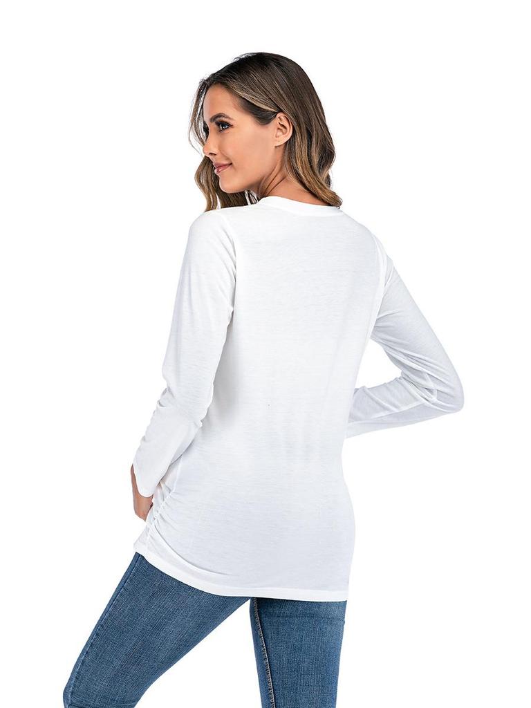 Европейская и американская 2020 Футболка для беременных с принтом, с длинным рукавом