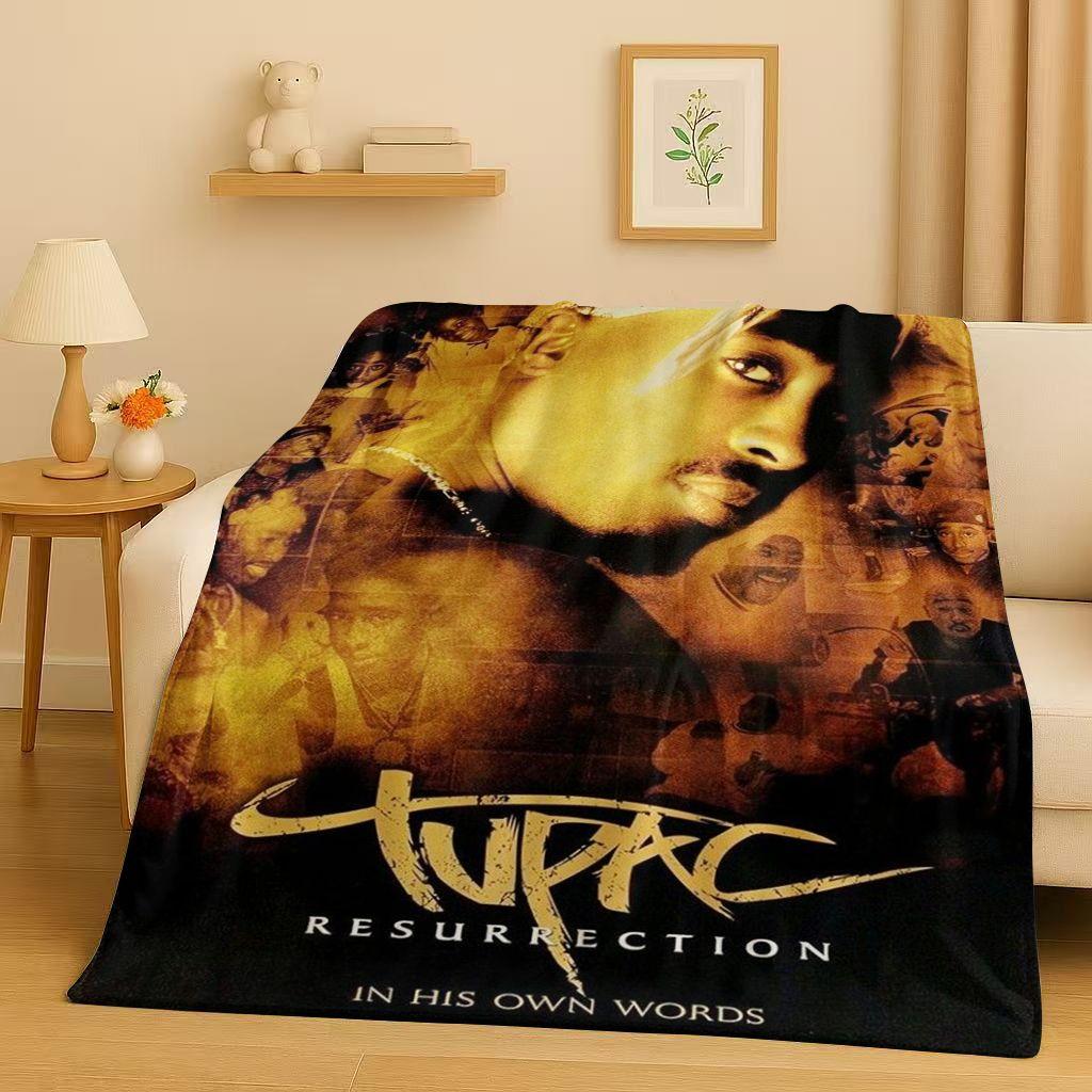 3D Rap Tupac 2pac Hip-Hop Music Rapper Catnap Flannel Blanket,Soft Plush Throw for Home Bedroom Bed Sofa Cover Kid Gift Picnic