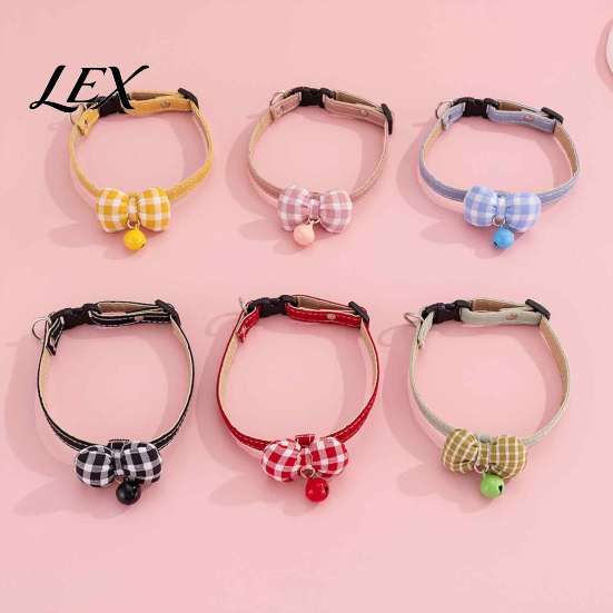 Colorful Cat Collars for Holidays Bow Collar, Adjustable Collar with Plaid Tie And Durable Pet Cats Bell, Stylish Kittens Puppies Daily Wear