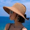 1pcs Women Summer Sun Hats Big Brim Bowknot Foldable Fashion Straw Hat Casual Outdoor Beach Cap UV Protected Hat