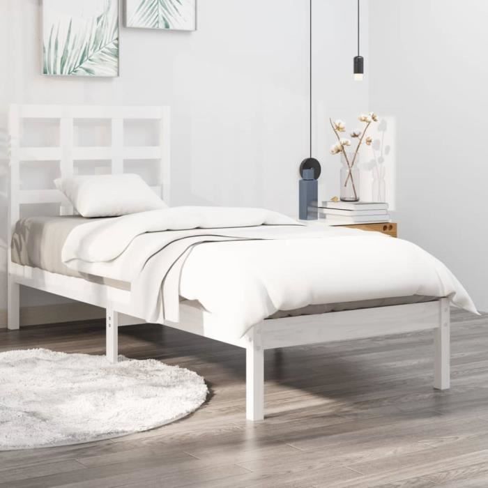 VidaXL Bed Frames White Solid Wood 90x190 Cm Single 3105436