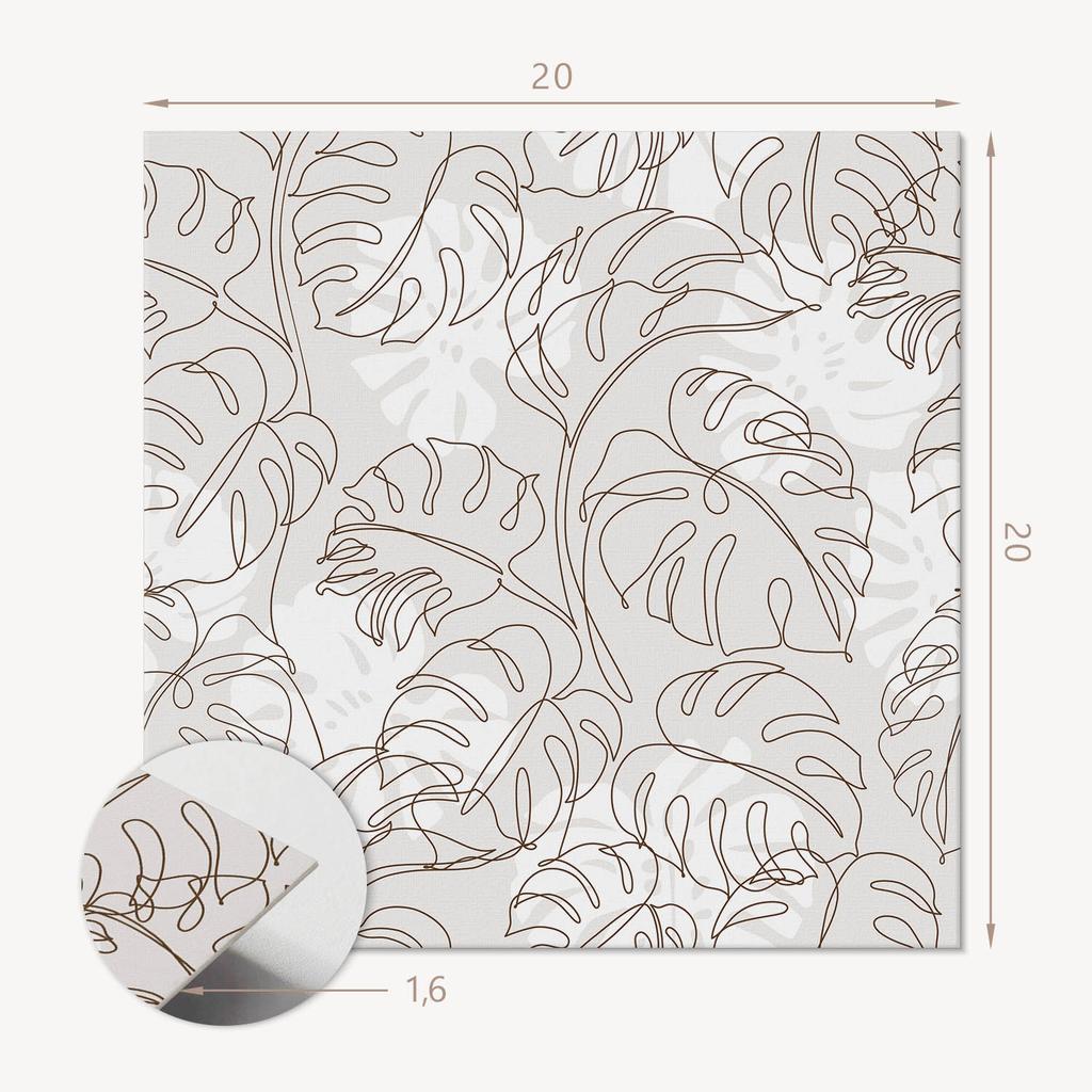 Naklejane Kafelki Z Grafiką Do Przedpokoju Winylowe Wzór Liści W Linii 20X20X20 Cm