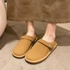 Fashion New Spring Baotou Slippers Round Toe Deep Mouth Versatile Matte Dependent Metal Buckle Soft Sole Slip-on Flat Shoes