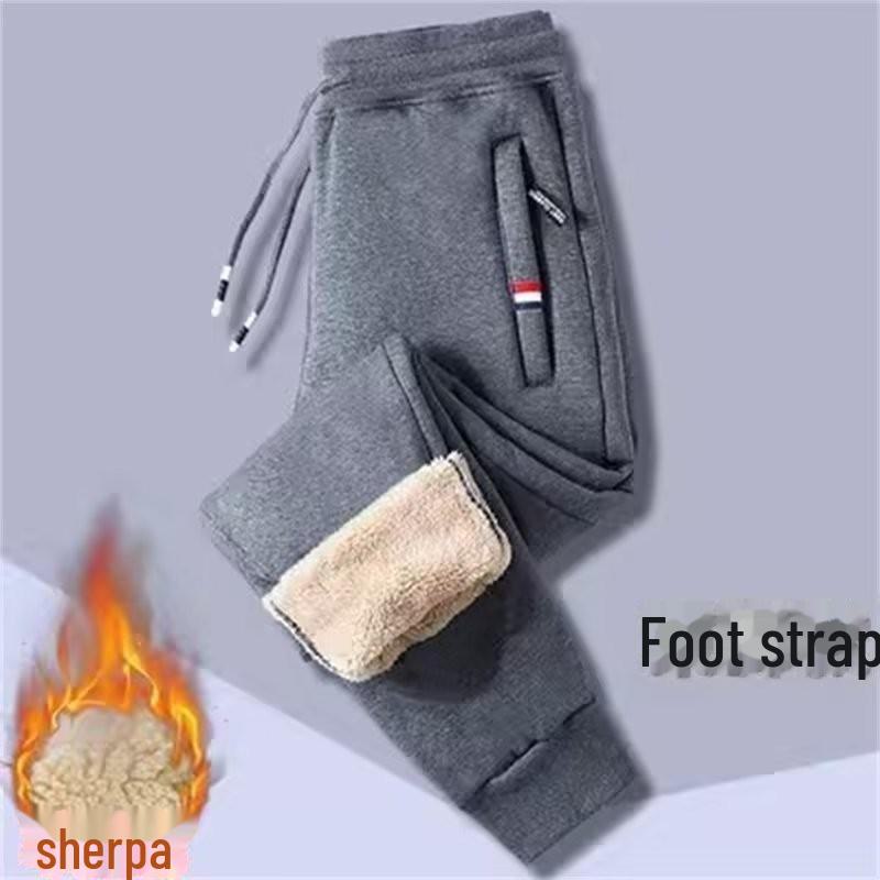 Мужские свободные теплые повседневные брюки из овчины, осень/зима, три цвета, карман на молнии, плюс бархат, большой размер