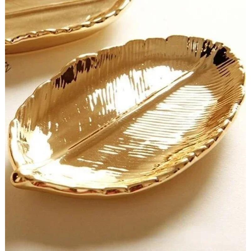 Trays Decorative Ceramic Leaves Shaped Dish Dinner Plates Cake Candy Dessert Tray Jewelry Storage Home Decoration Plates