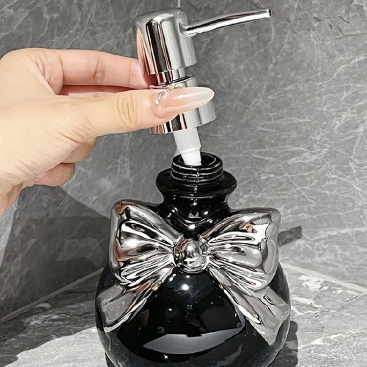 Практичный керамический диспенсер для ванной с нажимным насосом, декоративный бантик, органайзер для мыла, бутылка, необходимый элемент домашнего спа