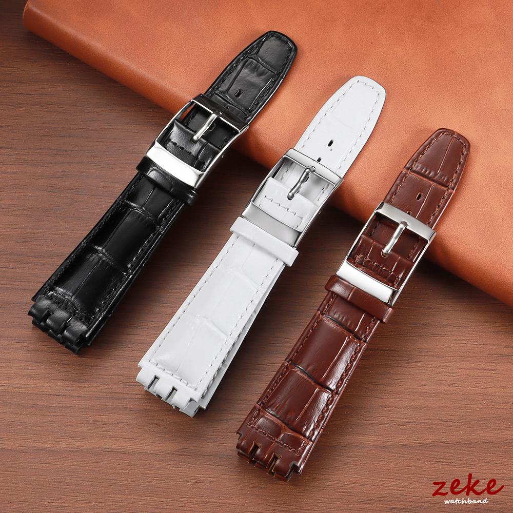 Genuine Leather Watch Strap 17mm 19mm for Swatch Replacement Band Vintage Brown Strap Men Women Sport Band Accessories Bracelet