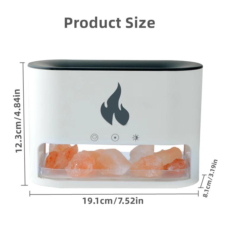 Новый увлажнитель воздуха для камина Crystal Salt Rock Fire Lamp 7 цветов Flame Aroma Volcano Air Увлажнитель воздуха Диффузор эфирных масел для дома