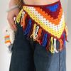 Colorful Knitted Triangle Headscarf Bohemian Turban Apron Wrap Ethnic Style Waist Band  Female