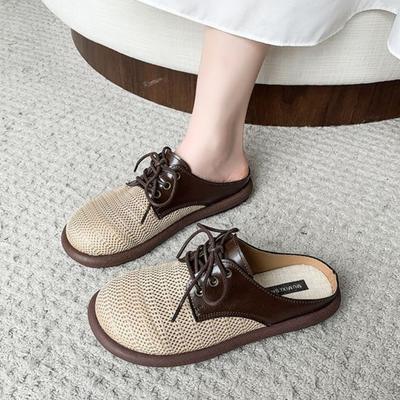 Темпераментная сумка голова полушлепанцы женские 2025 новые весна и осень носить ленивые однопедальные одинарные туфли супер огонь красивые туфли Мюли