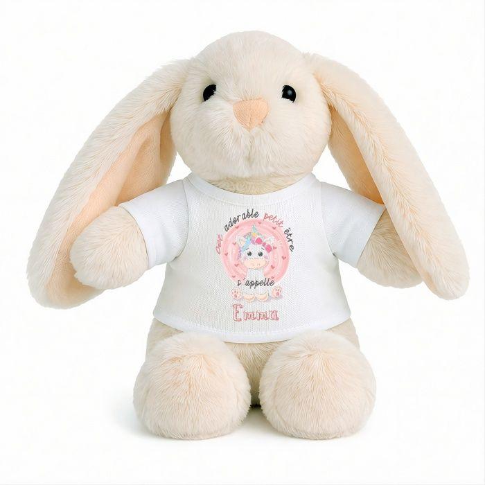 Planetee Peluche Lapin Bébé Doudou Emma Adorable Etre Licorne Cadeau Naissance Fille Nouveau-Né Baby Shower