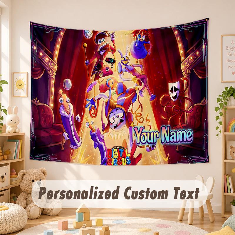Custom Name Text Tapestry,The Amazing Digital Circus Boho Wall Hanging, Decorative Backdrop Tapestry For Room