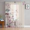 Акварельные цветы стрекоза художественные тюлевые шторы для гостиной спальни декор прозрачный шифон прозрачная вуаль оконная занавеска