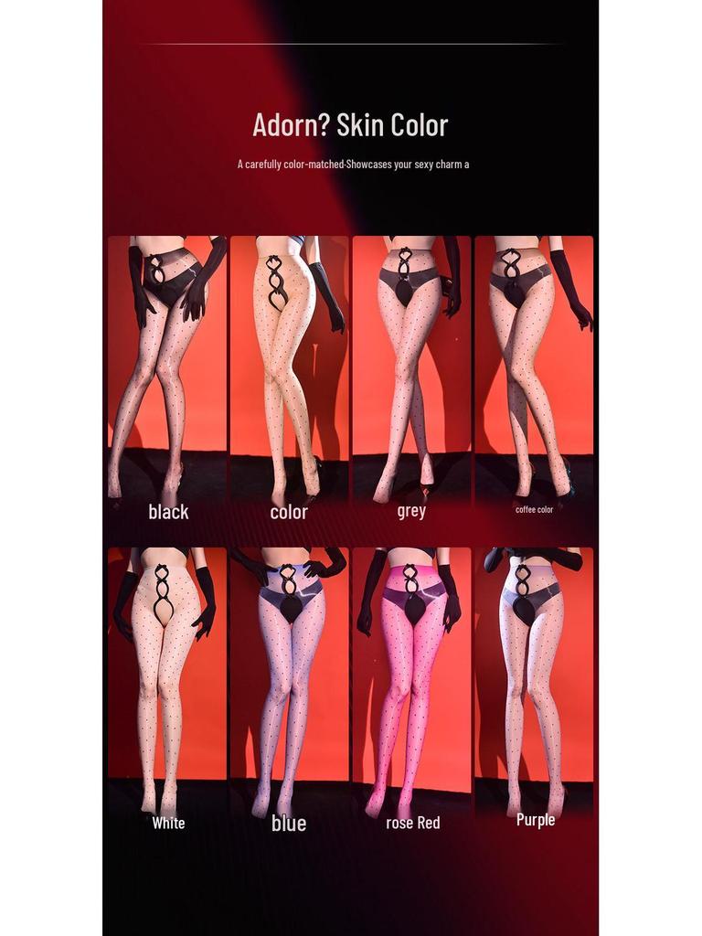 5D Аврора в горошек черные шелковые колготки: Ультратонкие, Приятные к коже, Солнцезащитные, Летние Сексуальные С открытой промежностью, Колготки с носками.