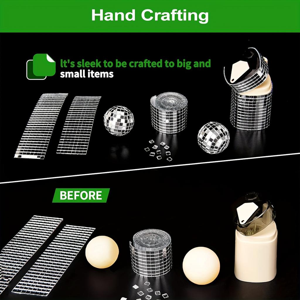 Classic Style Acrylic Self-Adhesive Mirror Mosaic Tiles - Square DIY Handmade Glass Strips for Indoor and Outdoor Decorations, Art Projects