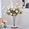 Faux Silk Pompon Mum Artificial Flowers 5 Heads Autumn Ball Chrysanthemum Stems Realistic Faux Dandelion Flowers for Wedding Home Decor