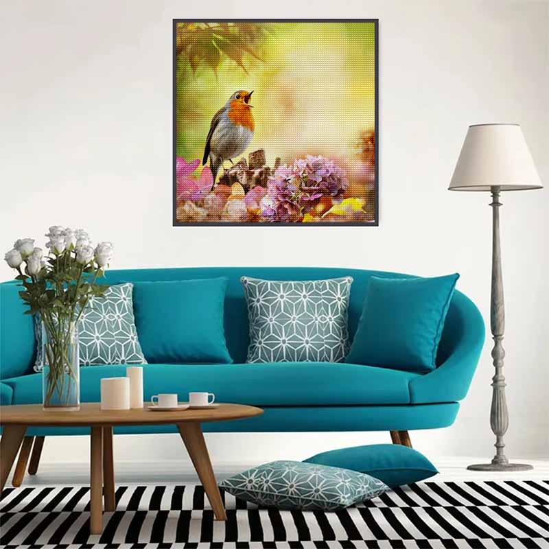 New Arrival 5D DIY Full Circle Diamond Painting "Birds Chirping" Embroidery Cross Stitch Home Decor Gift